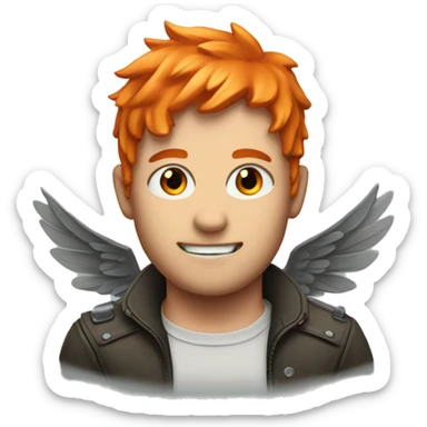 Jason with orange hair with wings sticker