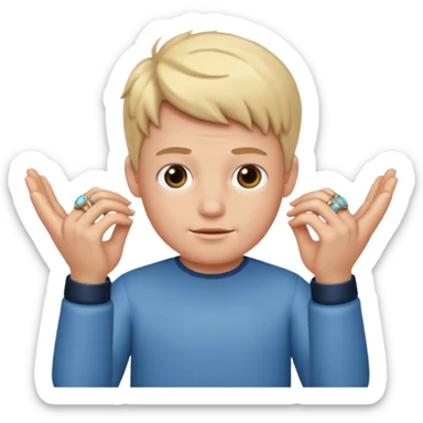 finn from adventure time with rings in his hands sticker