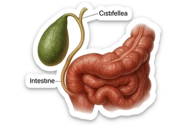 CISTIFELLEA E INTESTINO SONO COLLEGATI NEL DOLORE, iperrealistico 4k sticker