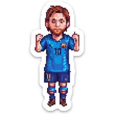 pixel art Lionel Messi celebrating a goal sticker