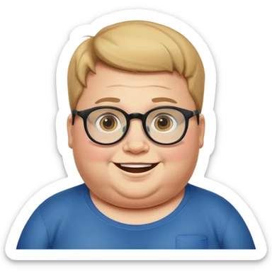 obese boy with spectacles sticker