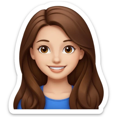 pretty girl brown long hair makeup sticker