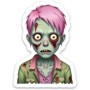Zombie half pink hair sticker
