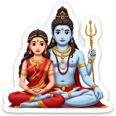 Sitting lord shiva and parvathi sticker