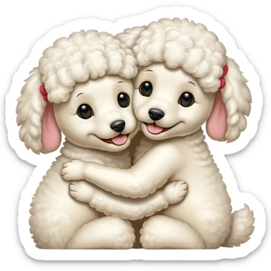 Poodles hugging eachother sticker