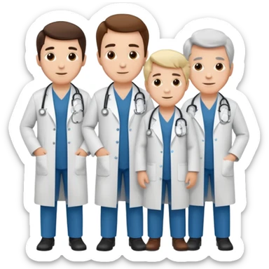 5 doctor staff all men make the differ in age make some space between em sticker