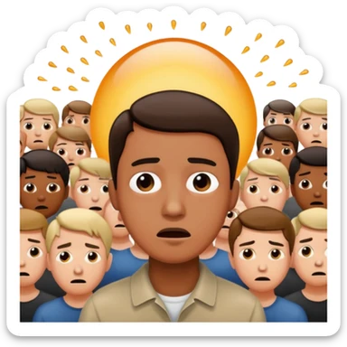 a famous artist FEELING FEAR, with the audience BEHIND HIM sticker