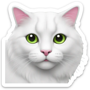 Un gros chat blanc avec de gros yeux verts le nez rose et les oreilles roses sticker