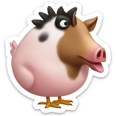Half chicken and half pig sticker