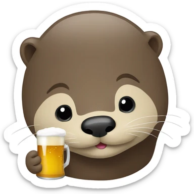 Otter drinking a beer sticker