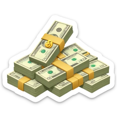 the number 10 and letter x, precede the cash pile, on the same level so it looks like "10x" and to its right, the cash pile, cash pile, make bills rectangular, next to a "10x" factor, looking like 10x CASH PILE,  sticker