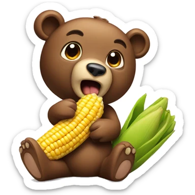 Mocha bear eating corn sticker