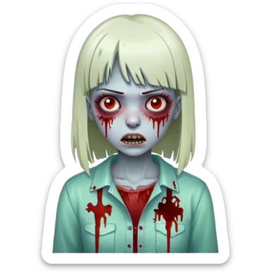 A zombie girl with straight bangs sticker