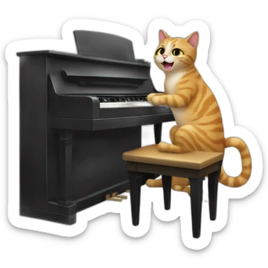 Cat playing piano sticker