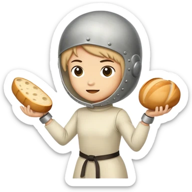 🤺 this emoji but instead of a sword it’s bread 🥖  sticker