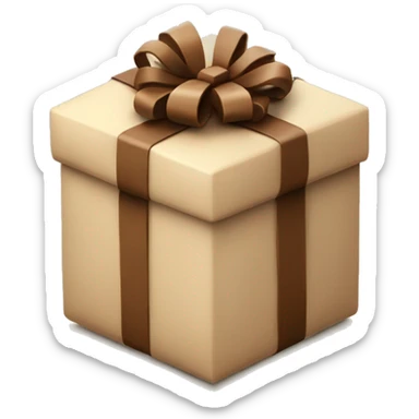 3d beige christmas gift with brown bow around sticker