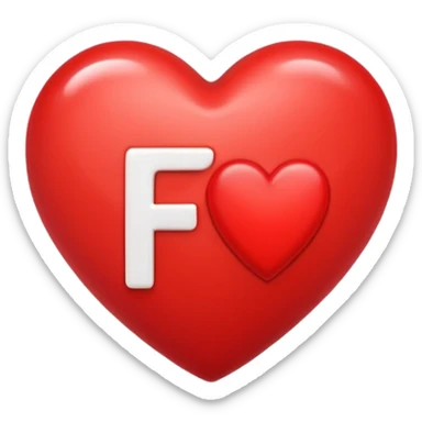un corazon rojo con la letra f en el centro sticker
