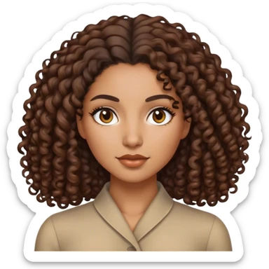 A mixed-race woman with a sleek, middle-parted, and curly hair sticker