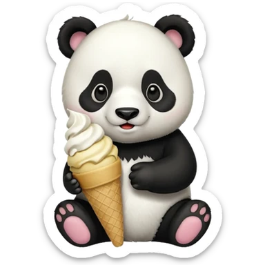 Panda eating ice cream sticker