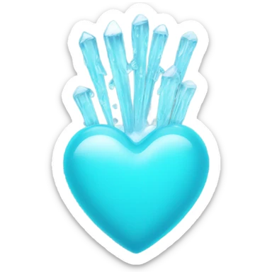 Cyan heart with icicles sticker
