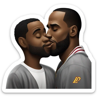 P Diddy Kissing LeBron James sticker