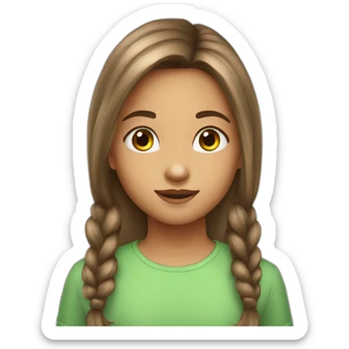 Petite fille de 11 ans cheveux brun long  yeux vert grande sticker
