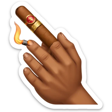 a hand holding a cigar sticker