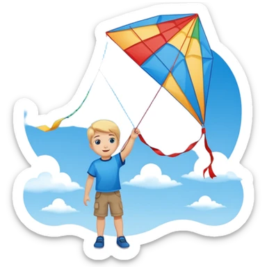 child with kite,Kite Flyers, big kite. sticker