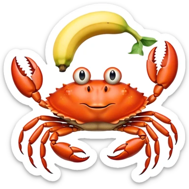 A crab holding a banana over its head sticker