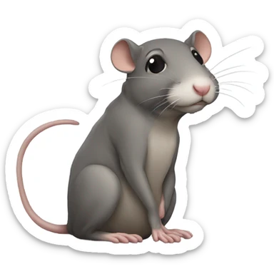 sad slouched over rat  sticker