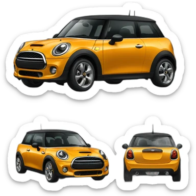 yellow-orange and black new Mini car front view sticker