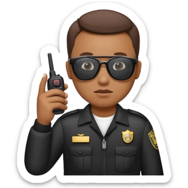 school security, sun glasses, holding walkie-talkie sticker