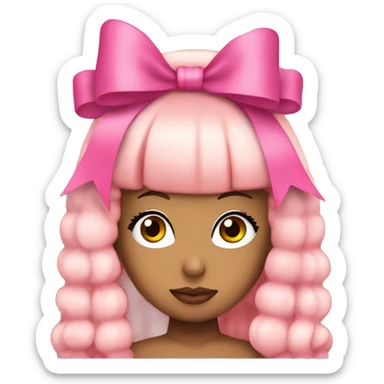 Nicki Minaj wearing a pink bow sticker