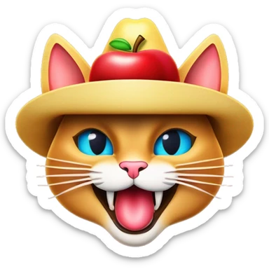 Gato con  un sombrero de manzana sticker