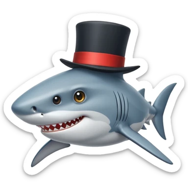 Shark with a top hat sticker