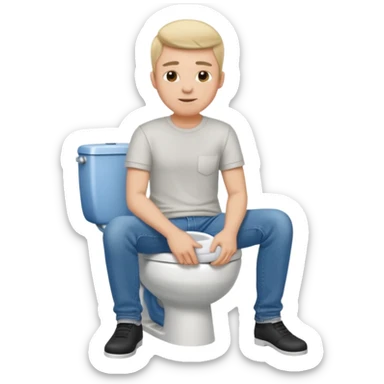 Guy sitting on toilet sticker