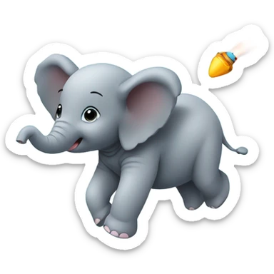 Baby elephant swimming in outer space  sticker