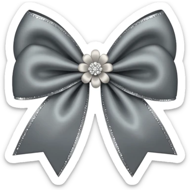 Gray flower bow with glitter sticker