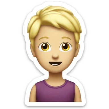 talking blond child with speech bubble near sticker