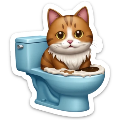 Poop cat in the toilet sticker