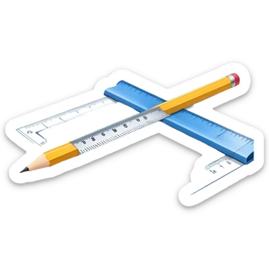 blueprint with ruler and pencil sticker
