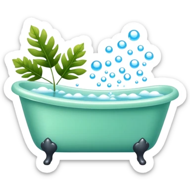Bathtub with leaves for bubbles and steam  sticker