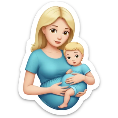 woman with tiny baby bump, early pregnancy sticker