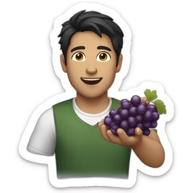 Young dark haired men throwing grapes on people sticker