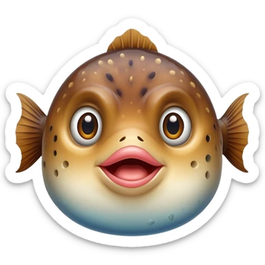Blowfish with big lips and long brown hair sticker