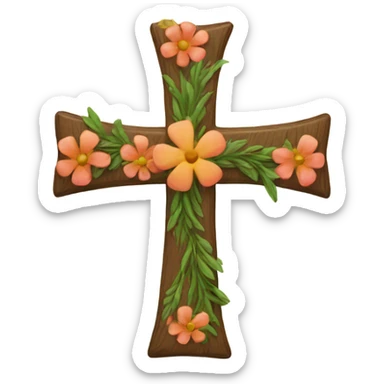 Cross with flowers sticker