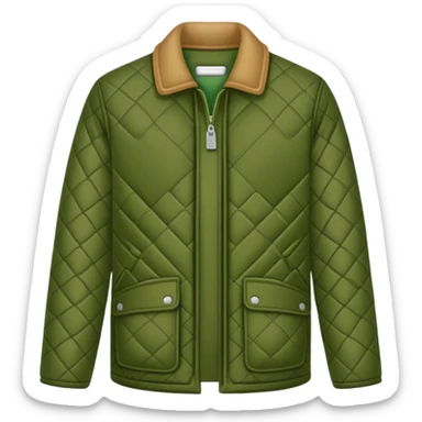 dark olive green jacket over a lighter green top sticker