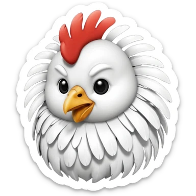 chicken with body covered every feathers is a mix of black and white color   sticker