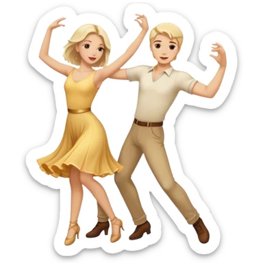 Blonde and brunette dancing together romantically  sticker