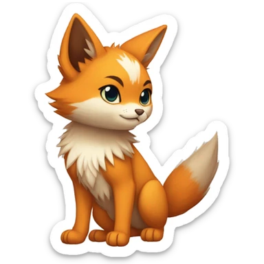 a anthro chibi-style cat-fox-Fakémon-hybrid full body sticker
